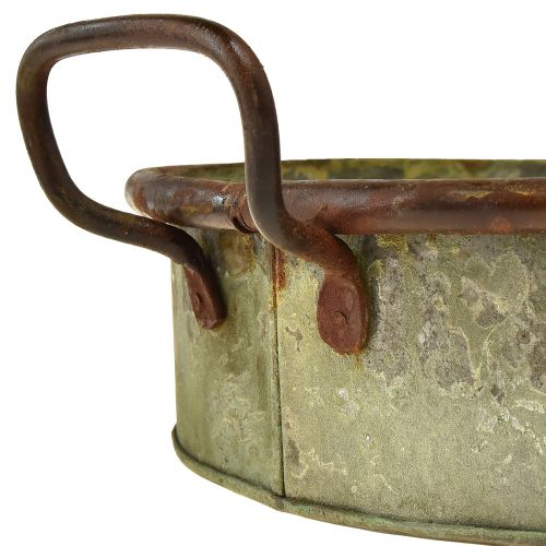 Artikel Kom ovaal metalen dienblad handvat roest 46/52cm set van 2