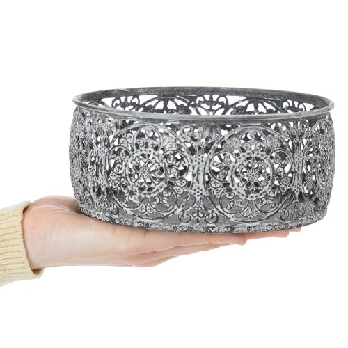Artikel Decoratieve metalen schaal, grijs en wit patroon, Ø16/19,5/23,5 cm, set van 3