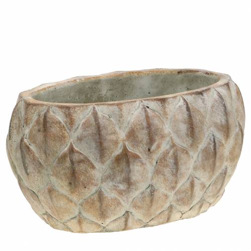 Planter betonnen bladmotief ovaal 23 cm
