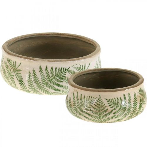Floristik24 Plantenschaal varen aardewerk plantenbak rond keramiek Ø14/18cm set van 2
