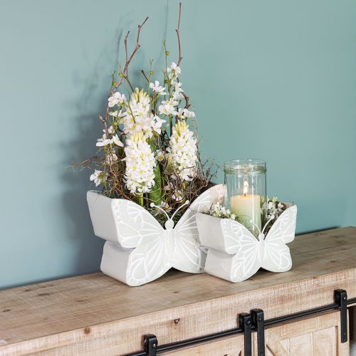 Artikel Vlinder Metalen Bloempot Groen 22,5/30cm Set van 2