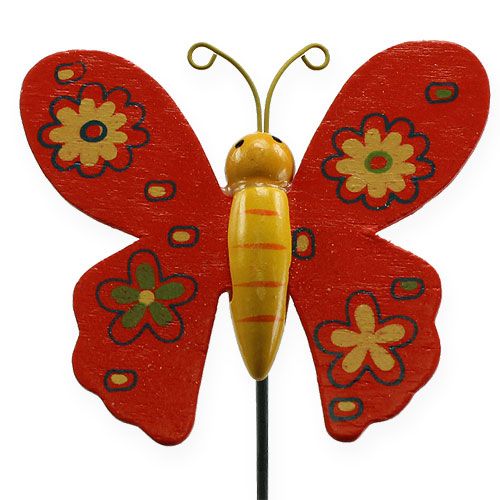 Artikel Kleurrijke vlinders op een stokje 7cm 24st