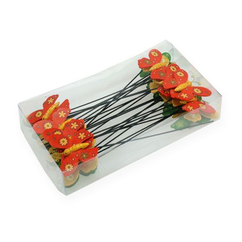 Floristik24 Kleurrijke vlinders op een stokje 7cm 24st