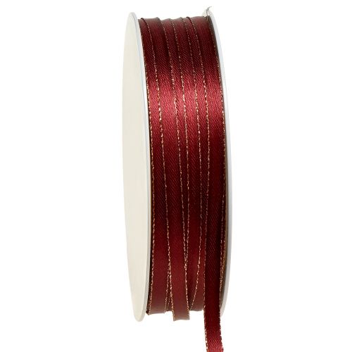 Artikel Decoratief lint donkerrood goud Kerstlint B6mm L50m