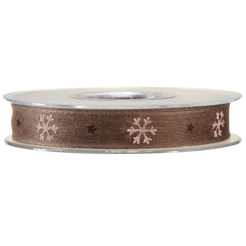 Artikel Sneeuwvlok sierlint met draad bruin roze B15mm L15m