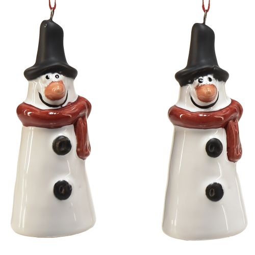 Artikel Vrolijke Sneeuwman Hangdecoratie – Wit met Rode Sjaal en Zwarte Muts, 7,5 cm – Perfect voor Feestelijke Kerstbomen – 6 stuks