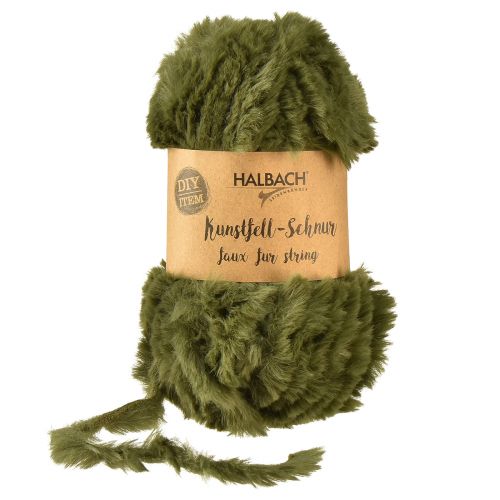 Koord gemaakt van nepbont groen - pluizig decoratief koord 50g 30m