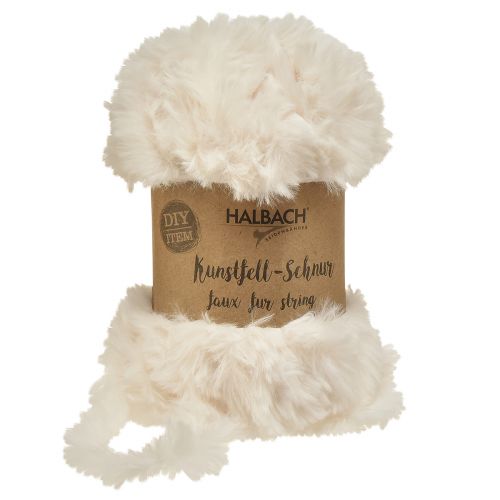 Koord van imitatiebont wit - pluizig sierkoord wit 50g 30m
