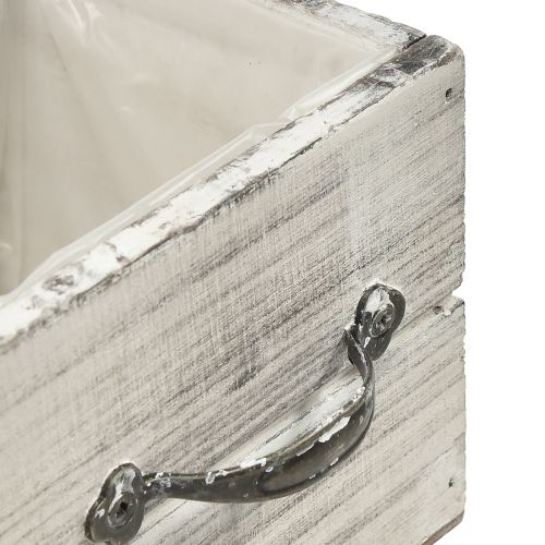 Artikel Houten ladeset met handvat, wit geveegd, 12x12cm en 9x9cm - Rustieke opbergruimte - Set van 2