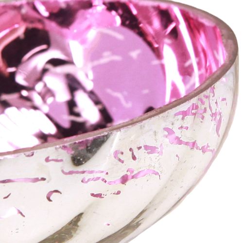 Artikel Drijvende kom theelichthouder glas zilver paars Ø7cm 3st