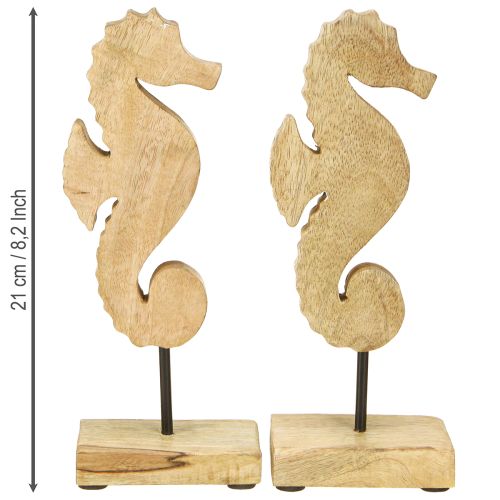 Artikel Zeepaard decoratie hout blauw natuurlijk maritiem H21cm 2st