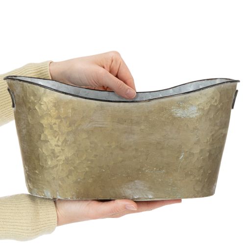 Artikel Set van plantenpotten en -bakken, koperkleurig/wit, L32,5cm/36,5cm/41,5cm