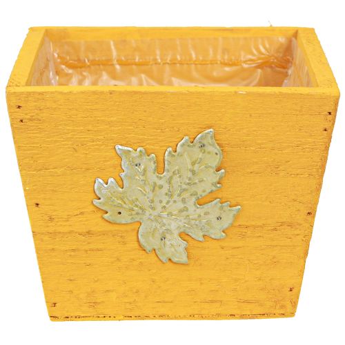 Artikel Plantenbak hout shabby chic houten bak geel 11×14,5×14cm