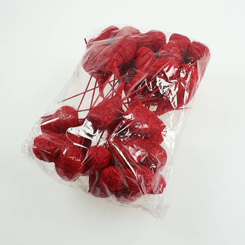 Floristik24 Sisal hart 7,5cm rood op stok 12st
