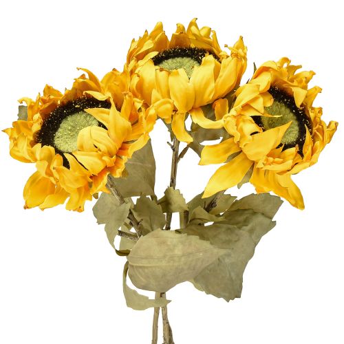 Floristik24 Kunstzonnebloemen, zonnebloemdecoratie, Drylook, L60cm, 3 stuks