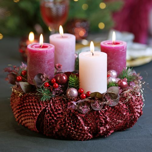 Mini kerstballen draadglas bordeaux roze Ø2cm 140st
