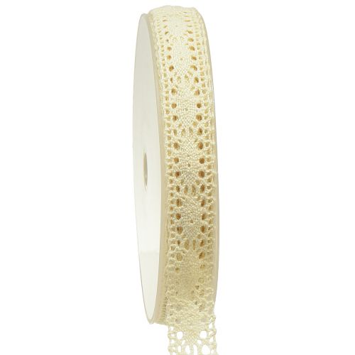 Floristik24 Kanten lint crème gehaakt lint sieradenlint W18mm L20m