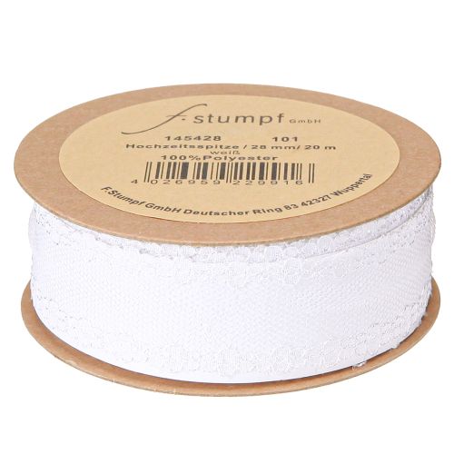 Artikel Kantlint bruiloftslint decoratief lint kant wit 28mm 20m