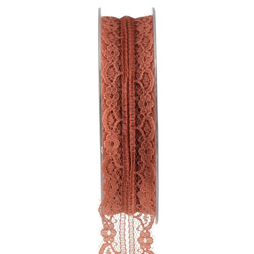Artikel Kantlint oranje sierlint met bloemen B25mm L20m
