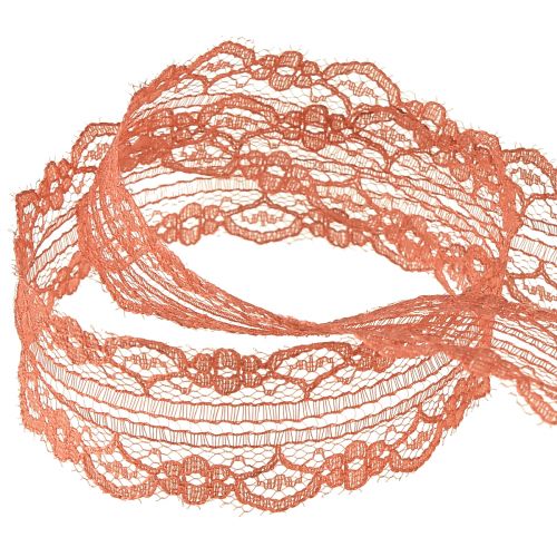 Artikel Kantlint oranje sierlint met bloemen B25mm L20m