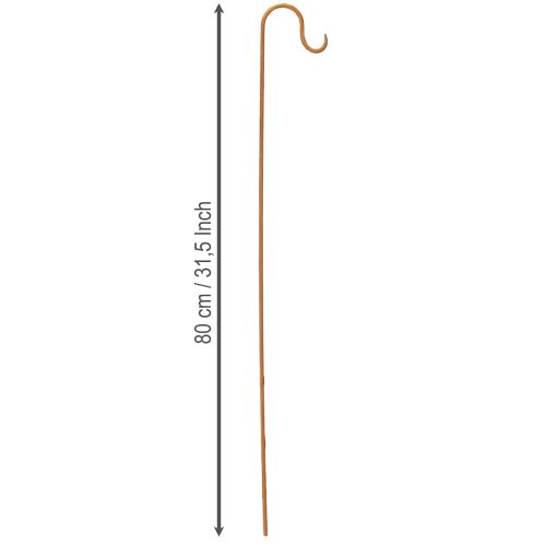 Artikel Stang met haak, roestkleurige decoratieve metalen tuindecoratie, 80 cm hoog, 3 stuks