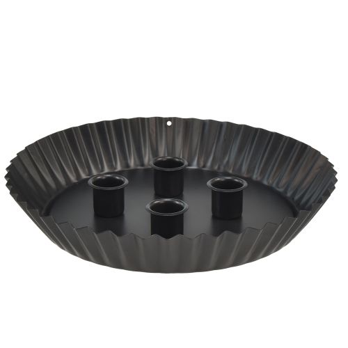 Artikel Design metalen kandelaar in taartvorm - zwart, Ø 24 cm - elegante tafeldecoratie voor 4 kaarsen - 2 stuks