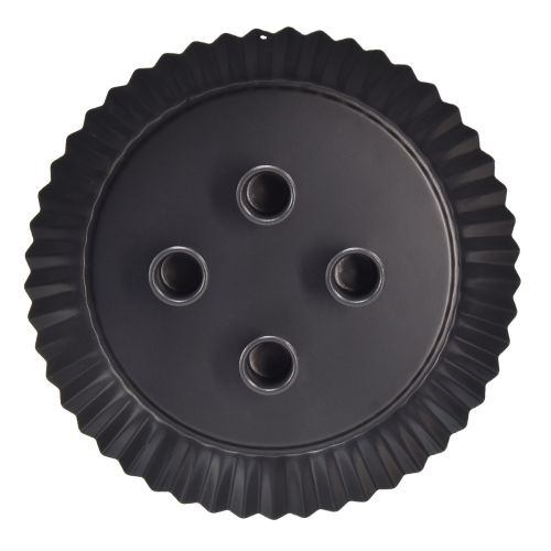 Artikel Design metalen kandelaar in taartvorm - zwart, Ø 24 cm - elegante tafeldecoratie voor 4 kaarsen - 2 stuks