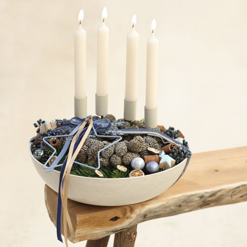 Floristik24 Metalen kaarsenhouder op stok, beige, H11cm, 4 stuks