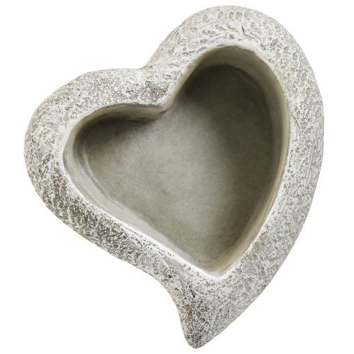 Artikel Gietstenen hart plantenschaal plant hart grijs wit 16×16×5cm