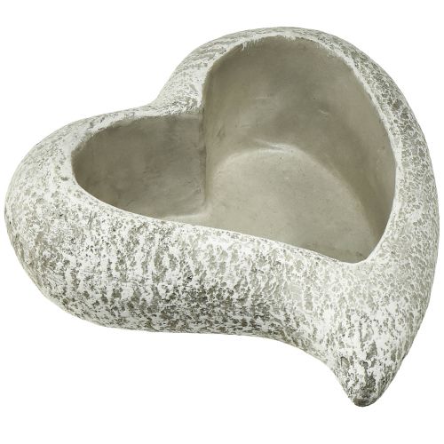 Gietstenen hart plantenschaal plant hart grijs wit 19×19×7cm