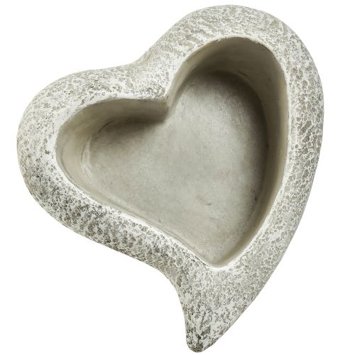 Artikel Gietstenen hart plantenschaal plant hart grijs wit 19×19×7cm