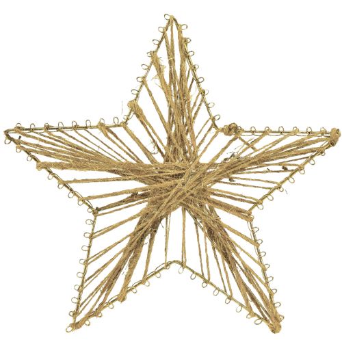 Ster verpakt in jute Kerstdecoratie rustiek 20cm 4st