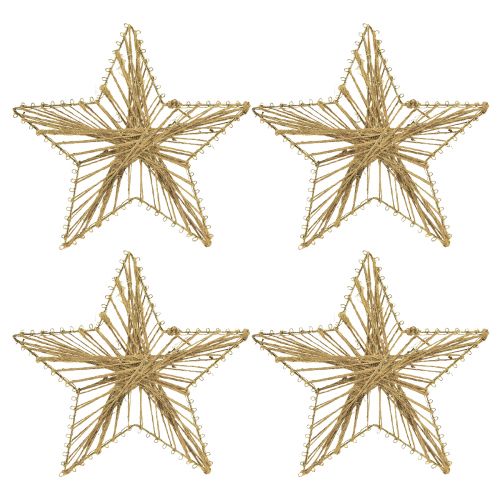 Artikel Ster verpakt in jute Kerstdecoratie rustiek 20cm 4st