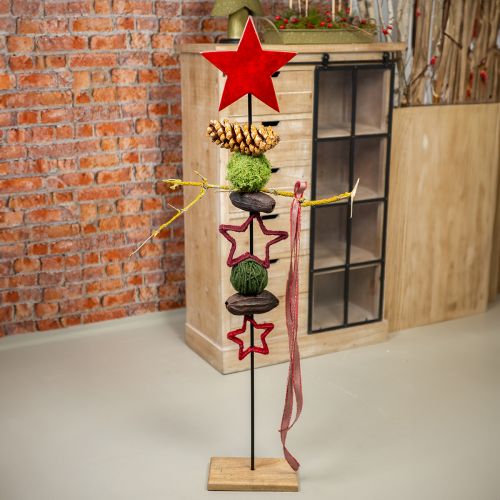 Artikel Ster om op te staan Kerstdecoratie jute rood 13/18cm 4st