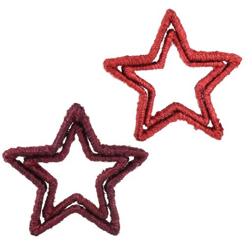 Artikel Ster om op te staan Kerstdecoratie jute rood 13/18cm 4st