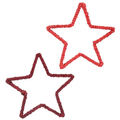 Floristik24 Sterren voor adventskrans Kerstdecoratie jute rood 15cm 8 st
