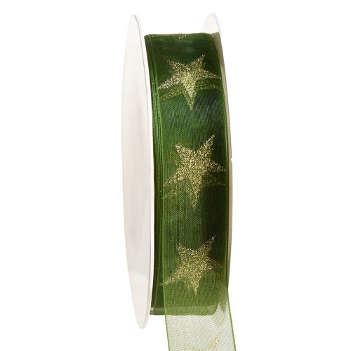 Artikel Sterlint groen goud organzalint Kerstmis B25mm L18m