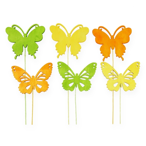 Floristik24 Decoratieve vlinders op draad 3 kleuren 8cm 18 st