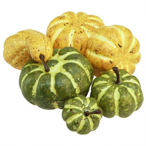 Floristik24 Strooidecoratie herfstdecoratie pompoenen geelgroen Ø2–4,5cm 12 st