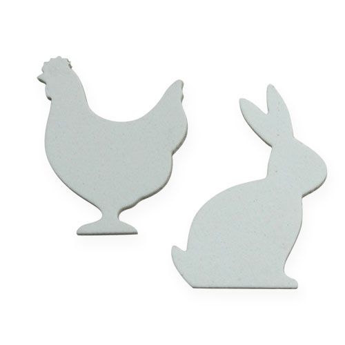 Floristik24 Strooidecoratie Paaskip, konijn wit 4cm 96st