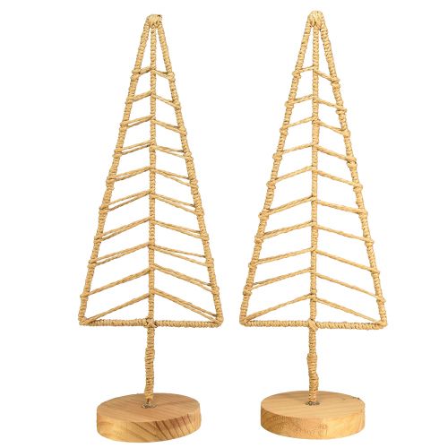 Artikel Kerstboomdecoratiestandaard metaal hout naturel H39cm 2st