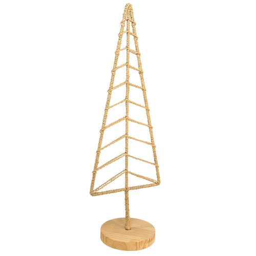 Artikel Kerstboomdecoratie met voet hout metaal naturel 18x12x51cm