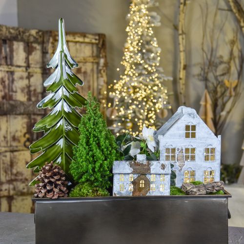 Floristik24 Kerstboom houtdecoratie glanzend groen 22,5x5x50cm
