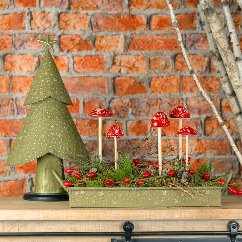 Kerstboom metaal hout sterren zilvergroen H46,5cm