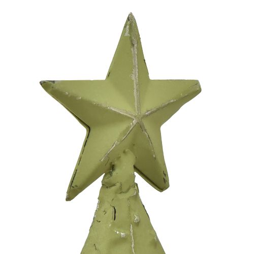 Artikel Kerstboom metaal hout sterren zilvergroen H46,5cm