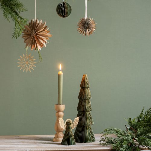 Floristik24 Kerstboom honingraatpapier Kerstgroen goud H30cm 2 stuks