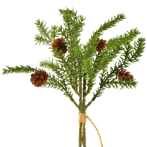 Floristik24 Kunstsparrentak met twee natuurlijke kegels – gebonden met jute – perfecte kerstdecoratie 28 cm 4 stuks
