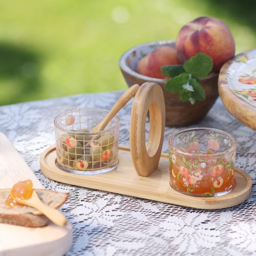 Artikel Tapasset motief perzik tafeldecoratie zomer 23×9×10,5cm