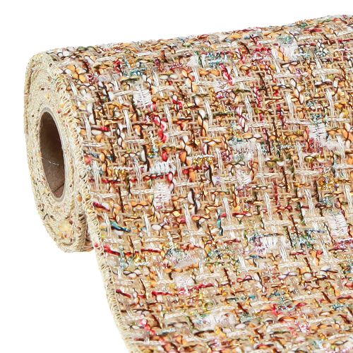 Artikel Tafelloper beige kleurrijke glitter vintage retro B19cm L1,5m
