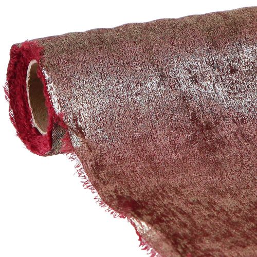 Floristik24 Tafellint decoratief lint Bordeaux gouden franjes B28cm L2,5m